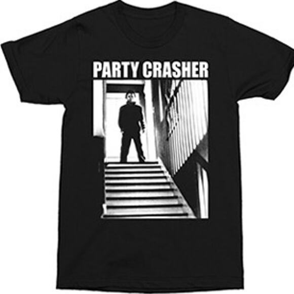 HALLOWEEN PARTY CRASHER MENS XS GRAPHIC TEE BLACK NWT MICHAEL MYERS HORROR MOVIE - Picture 1 of 3